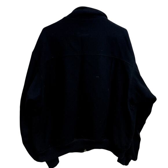 Vintage Men's Black Melton Bomber Jacket Evergreen Wool Blend Size L Old Money - Picture 2 of 4